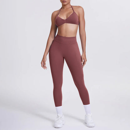 Women 2pcs Patchwork Sport Yoga Suit Training Sleeveless Sport Gym Tops Tummy Control Slimming Booty Leggings Yoga Suit Sports