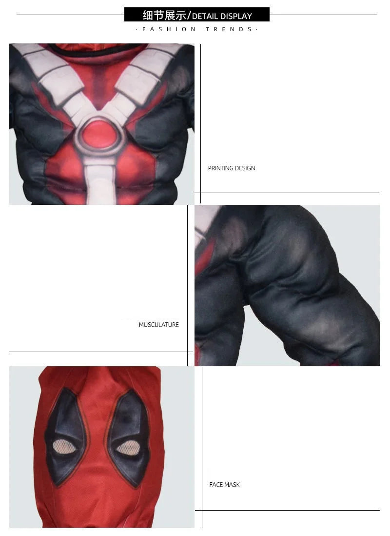 Children's Superhero Role-playing Muscle Costumes, Mask Jumpsuits, Halloween Party Supplies Costumes for Boys and Girls