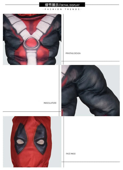 Children's Superhero Role-playing Muscle Costumes, Mask Jumpsuits, Halloween Party Supplies Costumes for Boys and Girls