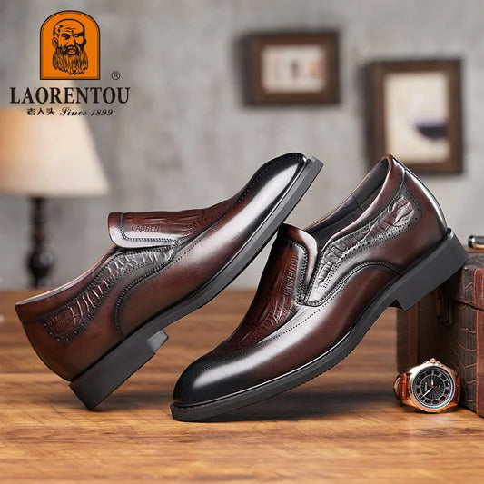 Men’s Crocodile Pattern Formal Business Shoes – Faux Leather Dress Footwear for Office & Events