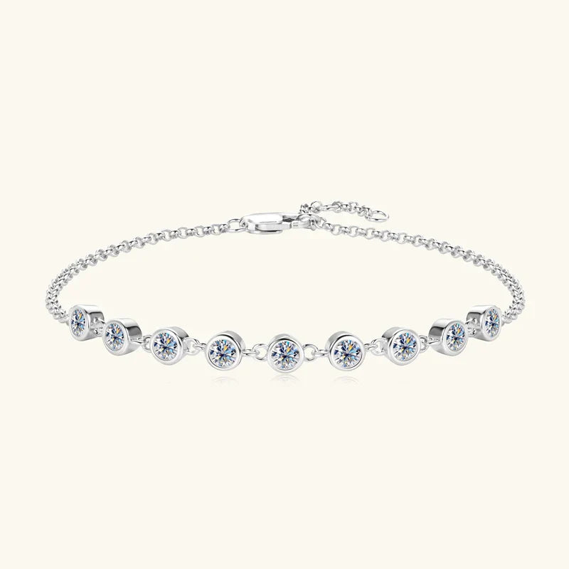 S925 Sterling Silver Bracelet for Women Round All Moissanite Charm Bracelets Chain Wedding Fine Jewelry Gifts pulseras