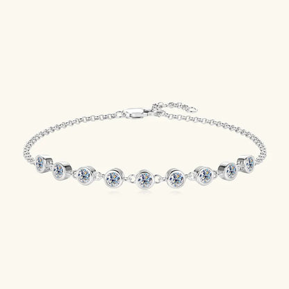 S925 Sterling Silver Bracelet for Women Round All Moissanite Charm Bracelets Chain Wedding Fine Jewelry Gifts pulseras