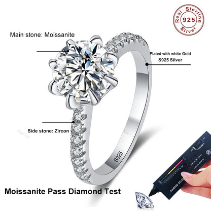 1ct 2ct Moissanite Wedding Ring 925 Sterling Silver Eternity Band Lab Diamond Bride Party Rings For Women Fine Jewelry