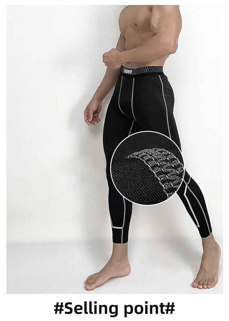 Men Sports Compression Tight Leggings Muscle Training Workout Bottoms Trousers Jogging Dry Yoga Pants Workout Tracksuit