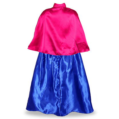 Frozen Classic Movie Princess Anna Dress With Red Cape Christmas Holiday Party Carnival Girls Gift Cosplay Anna Dress Set