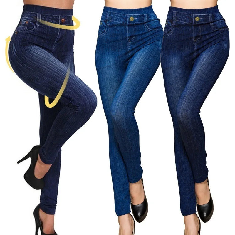 Women Plus Size Pencil High Waist Denim Pants