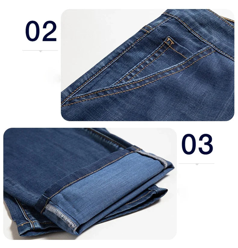 2026 New in Lyocell Fabric Summer Ultra-thin Men's Jeans Soft Drape Loose Straight Casual Denim Pants Street Wide Leg Trousers