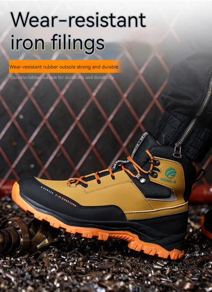 Men's Safety Shoes Steel Toe Anti Smash Safety Boots Puncture Proof Construction Wear-Resistant Work Boots