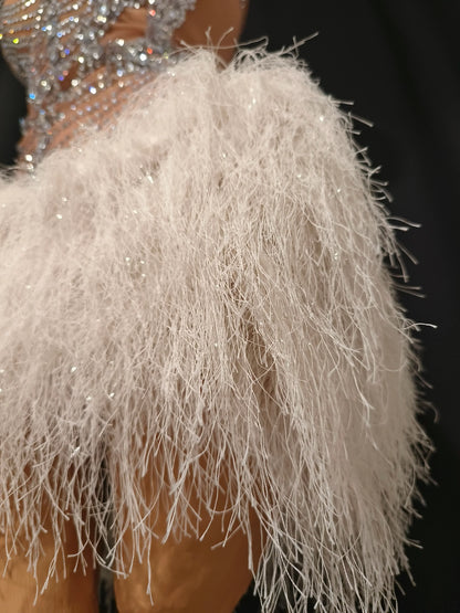 Mesh Sexy See Through Cocktail Mini Dress Women Eveing Luxury Birthday Party Singer Nightclub Show Stage Costume