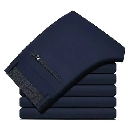 Men‘s Suit Pants Business Office Male Dress Pants Elastic Wrinkle Resistant Big Size Classic Casual Trousers Black Navy Blue