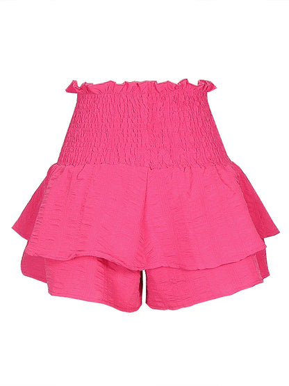 Women Solid Color High Waist Elastic Waistband Loose Swing Skirt Summer Casual A Line Flowy Skirt Female Daily Streetwear