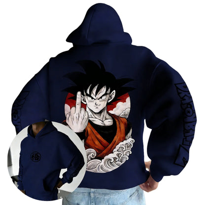 Retro Anime Hoodie, Japanese Style Goku Print Men's Pure Cotton Hoodie, Casual Loose Sports Daily Version