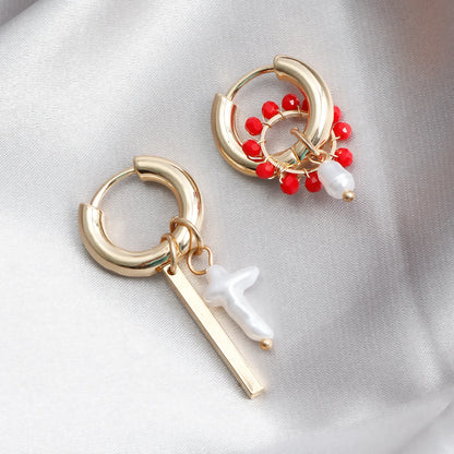 Geometric Crystal Asymmetric Dual-use Ear Buckle Earrings for Women Jewelry