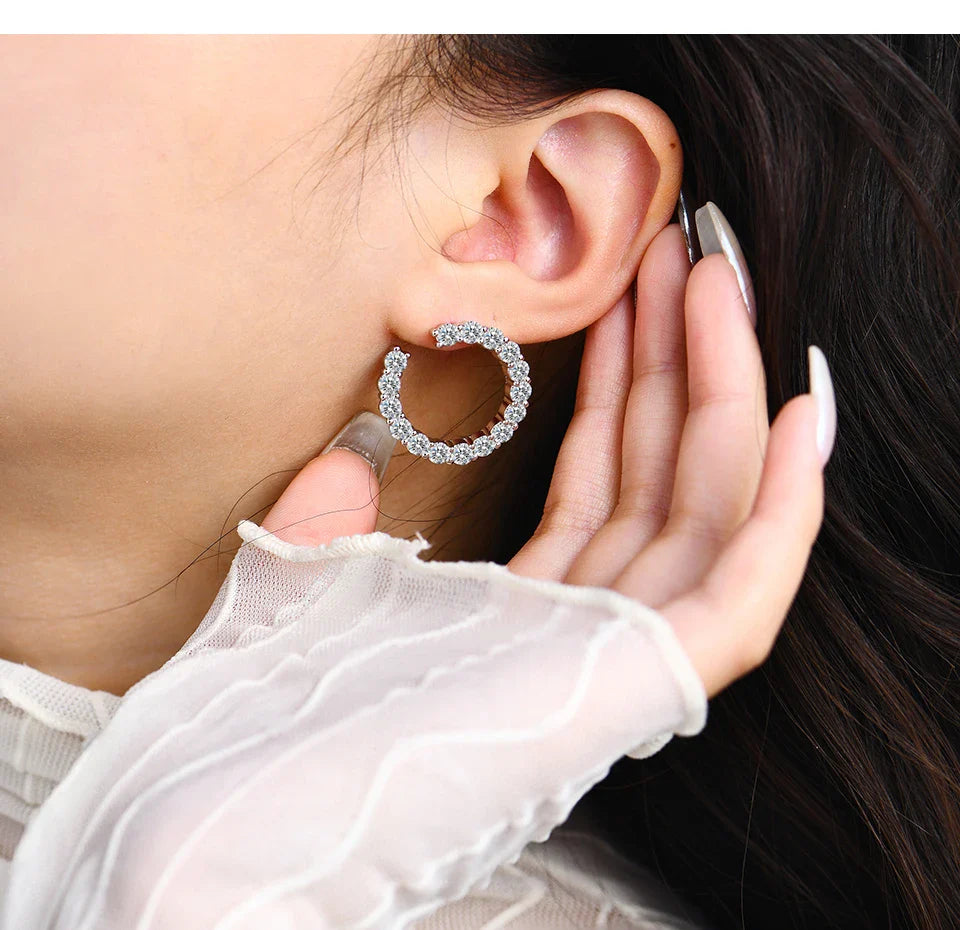 Moissanite Hool Earrings 925 Sterling Silver Passed the Diamond Test Wedding Earrings for Women Gift Fine Jewelry Band