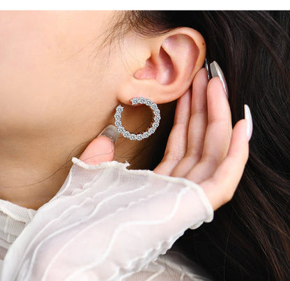Moissanite Hool Earrings 925 Sterling Silver Passed the Diamond Test Wedding Earrings for Women Gift Fine Jewelry Band