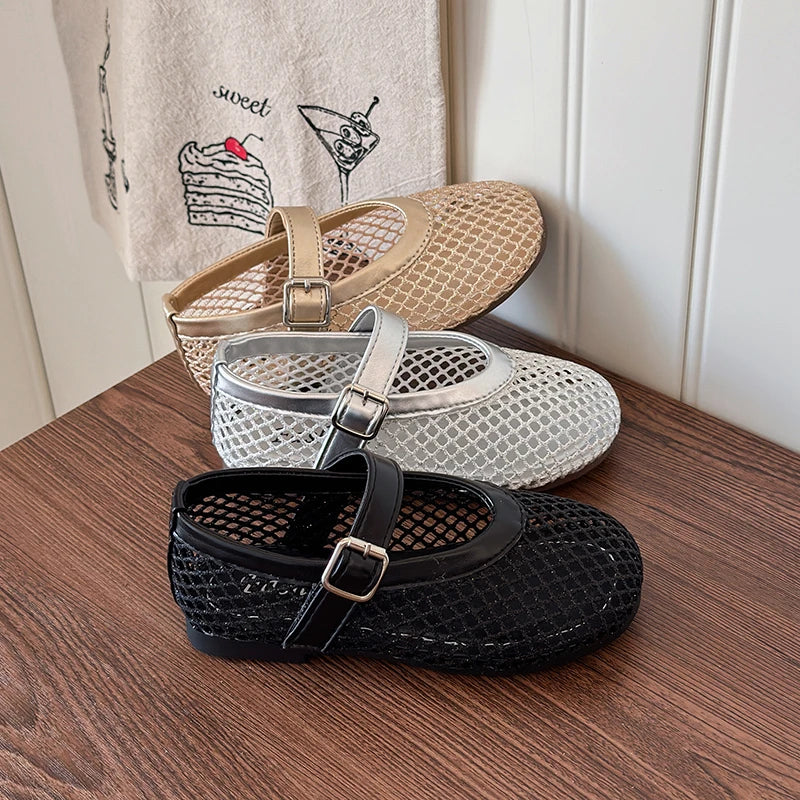 Summer Girl's Sandals Hollow Out Hook-loop Casual Chic Kid's Flat Shoe Solid Colors Anti-slip Daily Versatile Children Shoes
