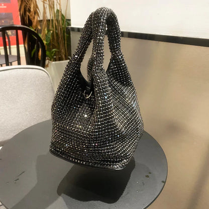 Shiny Crystal Clutch purse bucket Shoulder bag rhinestone Handmade purses and handbags luxury Designer Evening clutch Bag Purse
