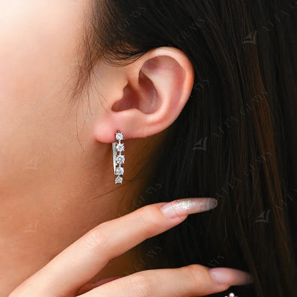 D VVS1 Moissanite Diamond Earrings S925 Sterling Silver 18K Gold Plated 4-Claws Eardrop For Women Wedding Party Jewelry
