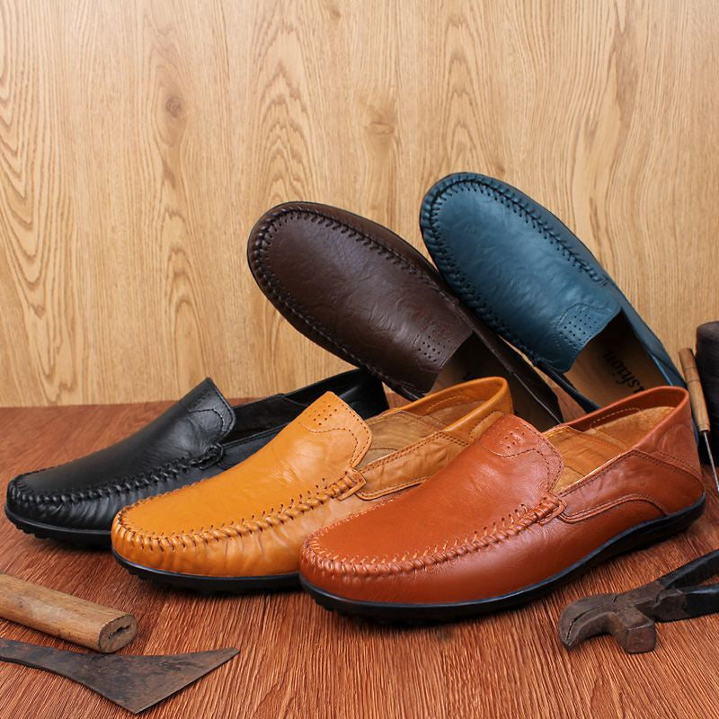 Genuine Leather Men Casual Shoes Luxury Brand Formal Men Loafers Moccasins Italian Breathable Slip on Male Boat Shoes Size 37-47