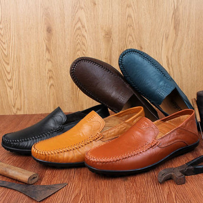 Genuine Leather Men Casual Shoes Luxury Brand Formal Men Loafers Moccasins Italian Breathable Slip on Male Boat Shoes Size 37-47
