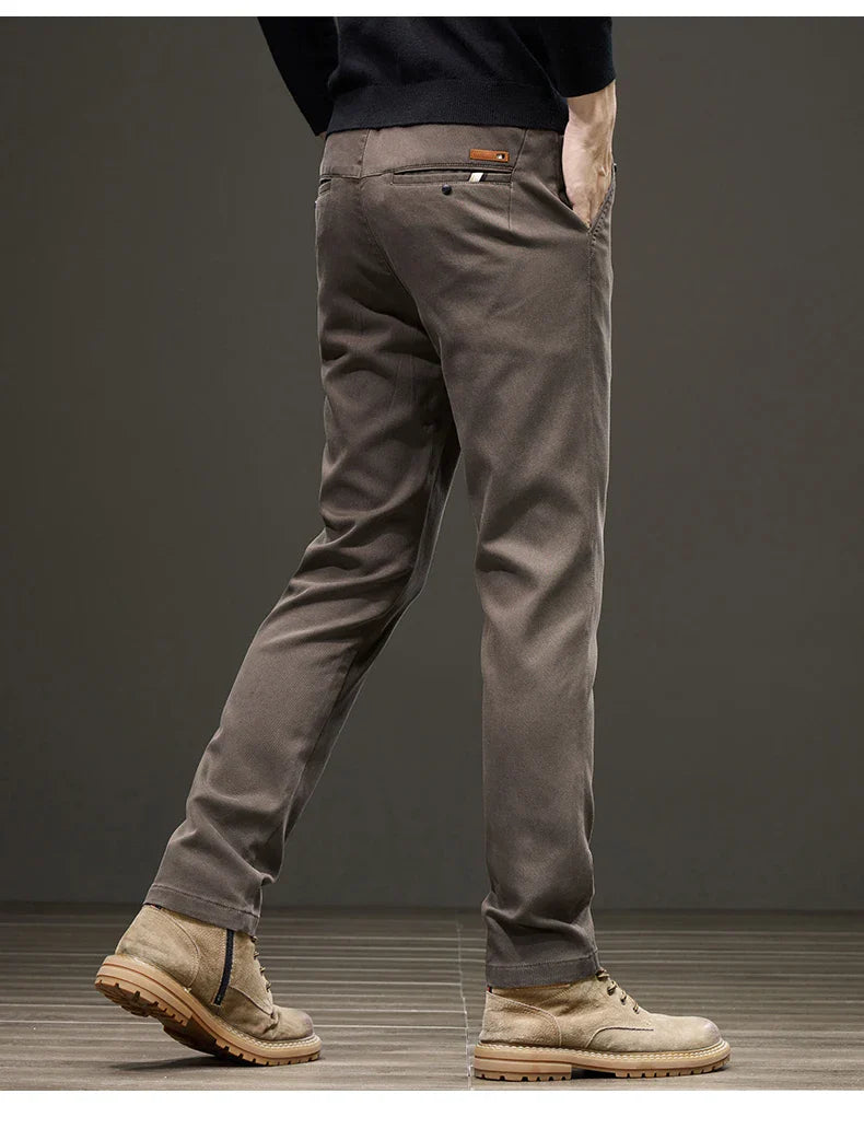 Business Straight Men's Pants Fashion Comfortable Brand Lyocell Soft Trousers Classic Simple Regular Solid Color Slim Pants