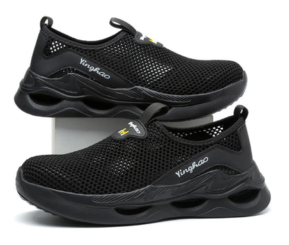 Lightweight safety shoes with large mesh, breathable, odor resistant, impact resistant, puncture resistant, and soft work shoes