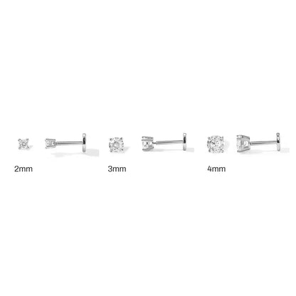 1Piece 925 Sterling Silver Labret Lip Ring Zircon Ear Studs Earrings For Women 2/3/4mm Tragus Cartilage Piercing Jewelry