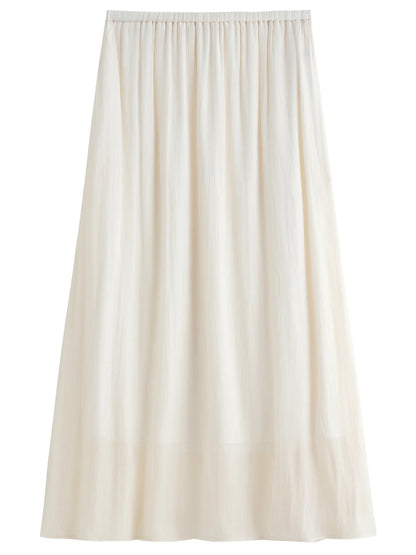 Plus-Size Women's Lightweight Flowing A-Line Skirt - 2025 Summer New Fashionable Commute Long Dress 25DS82792