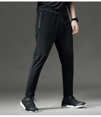 High quality Mesh hole Refrigeration Fitness Sports Pants Men Elastic Breathable Sweat Running Training Gym Basketball Trousers