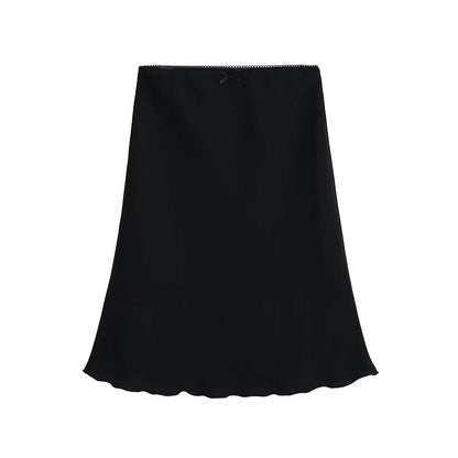 Sexy Slimming High Waist f-length Skirt Sweet Spicy Girl Faionable Versatile Outerwear A-line  Skirt for Women