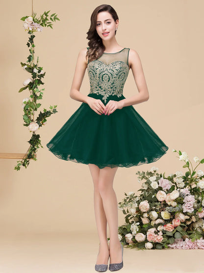 Royal Blue Sweetheart Homecoming Dress with Gold Lace Appliqué & Beaded | Short Flowy Tulle Party Gown for Party Prom