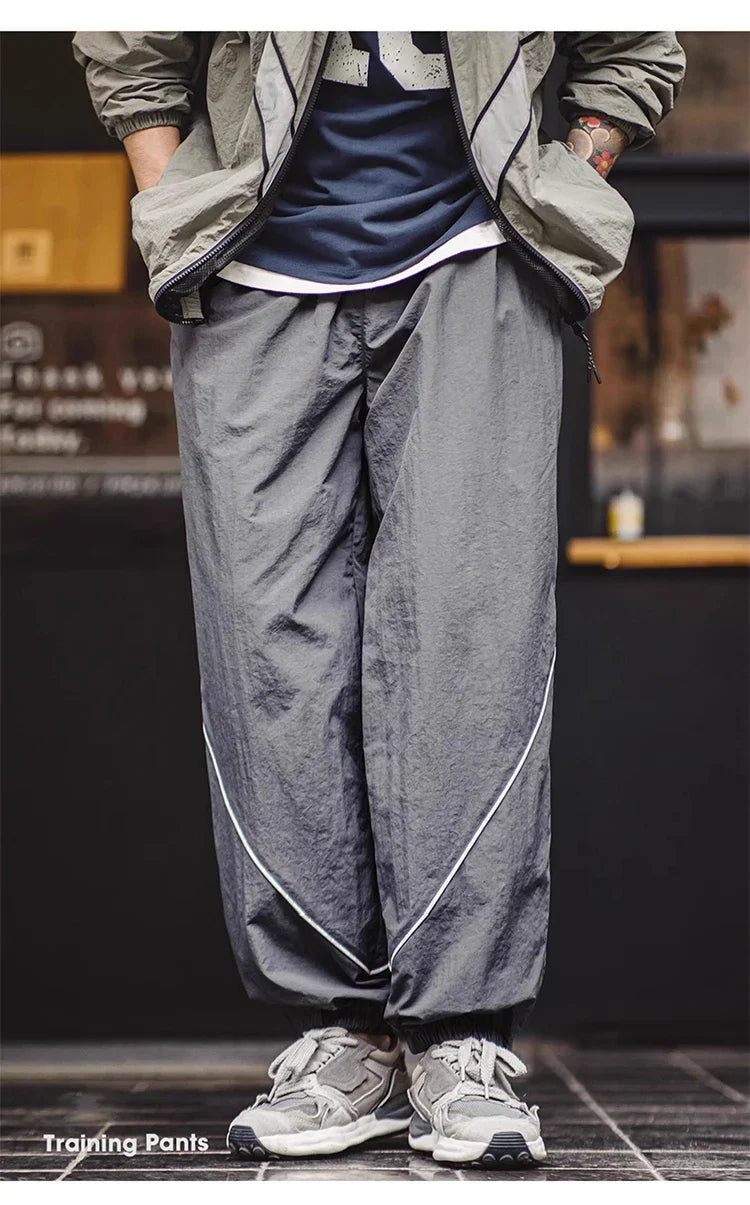 Men's autumn and winter casual sport suit, reflective quick-dry loose jacket and long pants, 100% nylon