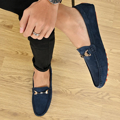 Loafers Men Casual Fashion Suede Men Shoes Lightweight Soft Genuine Leather Moccasins Slip on Driving Shoes for Men Size 48