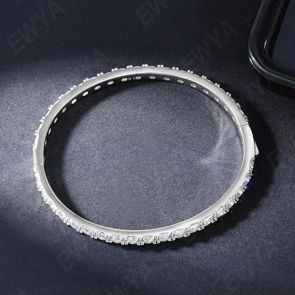 Real GRA Certified D Color 4mm 0.3CT Full Moissanite Bangle Bracelet for Woman Party S925 Sterling Silver Diamond Bracelets
