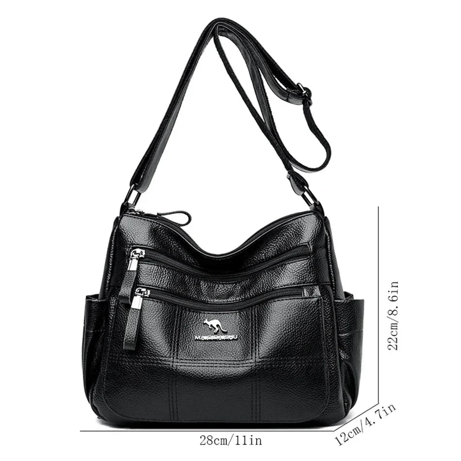 Genuine Soft Pu Leather Handbags for Women Vintage Shoulder Tote Bag Luxury Designer Ladies Large Capacity Purse Bags Sac A Main