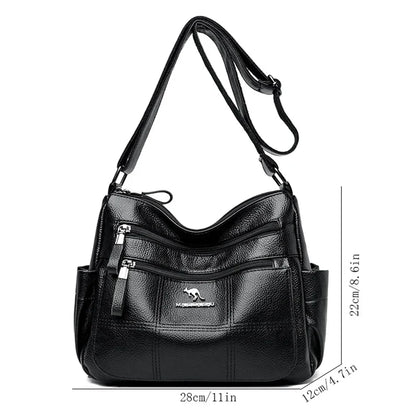 Genuine Soft Pu Leather Handbags for Women Vintage Shoulder Tote Bag Luxury Designer Ladies Large Capacity Purse Bags Sac A Main