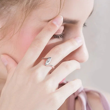 18K Plated 1CT Marquise Cut Moissanite Solitaire Ring for Women 100% 925 Sterling Silver Lab Diamond Weddind Band Bride