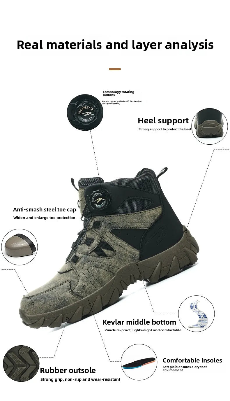 Work Safety Shoes Smash-proof and Puncture-proof Sports Safety Shoes Outdoor Mountaineering Wear-resistant Steel Boots