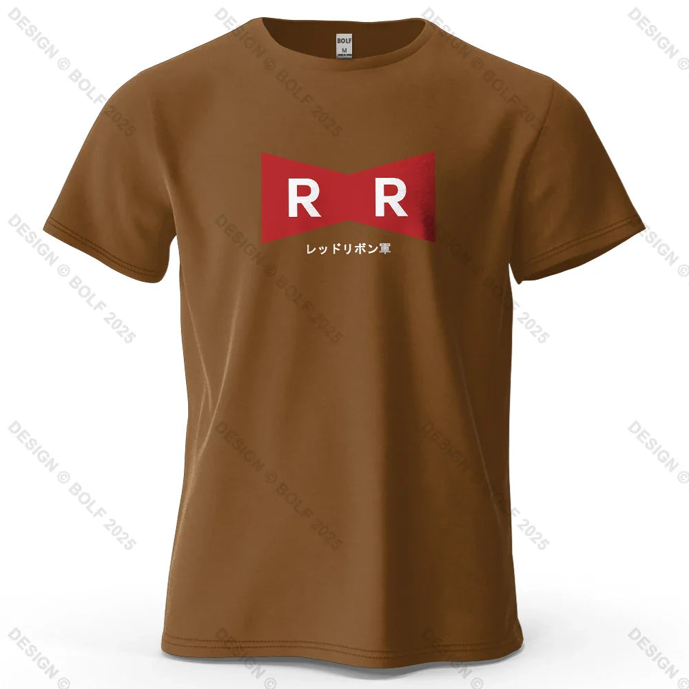 Red Ribbon Army Printed Men's T-Shirt 100% Cotton Oversized Anime Graphic Tees for Women Tops Tees Casual Streetwear