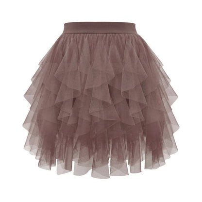 Women's Tulle Tutu Skirt Fashion Solid Color High Waist Mesh Skirt A-line Puff Skirt Cute Cake Skirt Cute Ballet Ball Half Skirt
