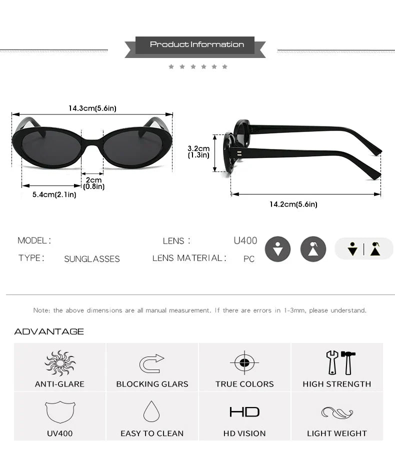 Retro Vintage Oval Sunglasses Woman 2024 Brand Designer Round Sun Glasses Men UV400 Punk Style Luxury Eyewear Female Oculus