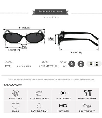 Retro Vintage Oval Sunglasses Woman 2024 Brand Designer Round Sun Glasses Men UV400 Punk Style Luxury Eyewear Female Oculus