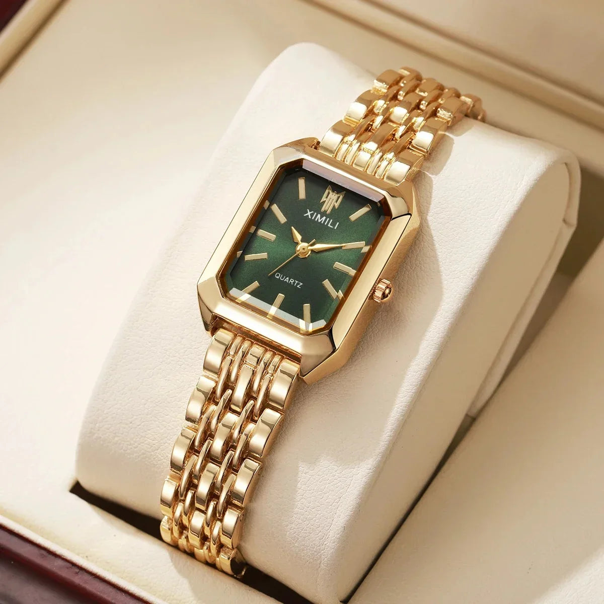 Fashion Rectangle Women Watches Ladies Stainless Steel Strap Quartz Wristwatches Reloj Mujer（Without Box）