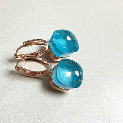 Classic Earrings For Women Amethyst Crystal Earrings Copper With Gold Plated Square Candy Colors Earrings Fashion Jewelry