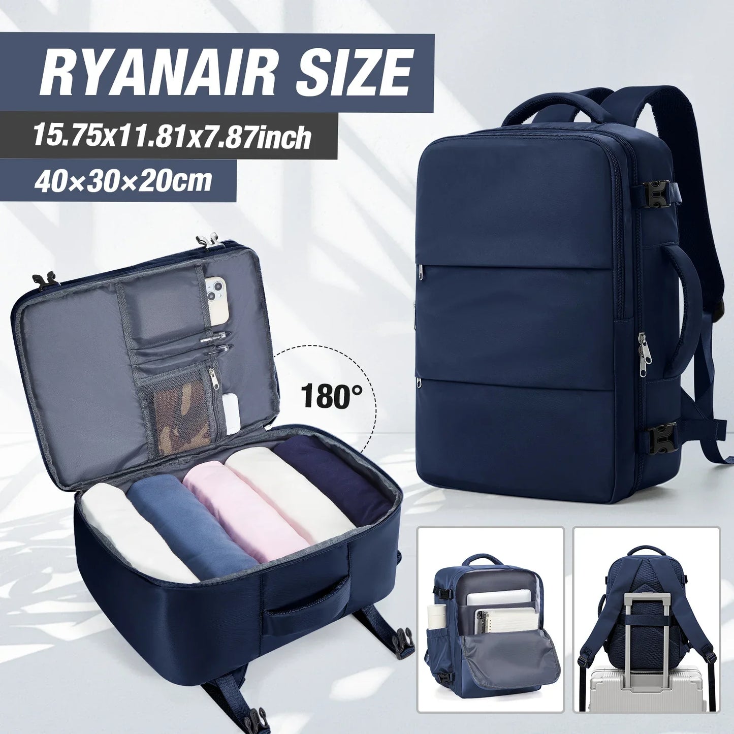 Luggage Cabin Bag, 40x30x20 Bag Men Women 15.6inch Laptop Bag Business  Travel Backpack，College School Backapck