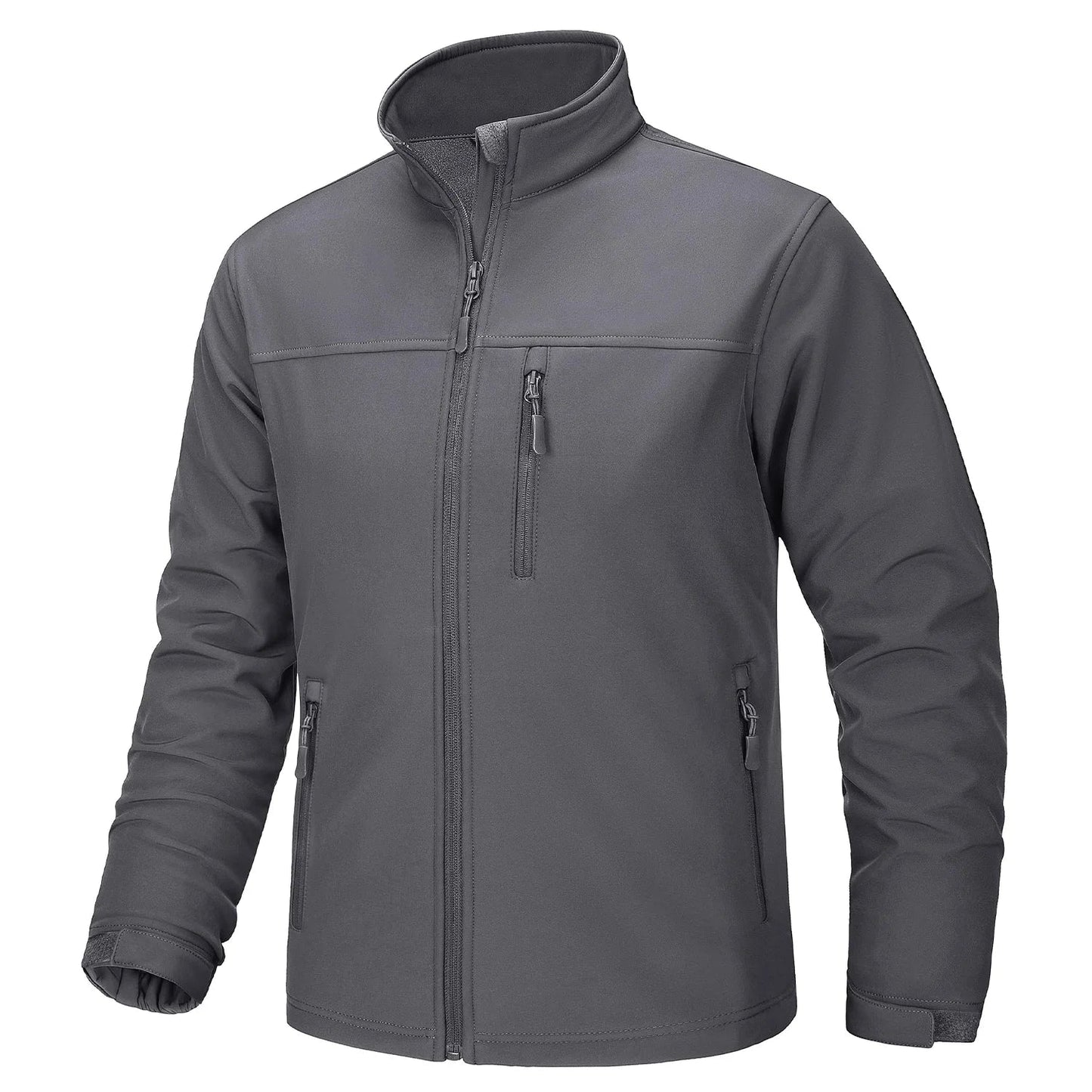 Waterproof Fleece Lining Windbreaker Mens Winter Work Jackets Zipper Pocket Casual Coats Full Zip Outwear Tops