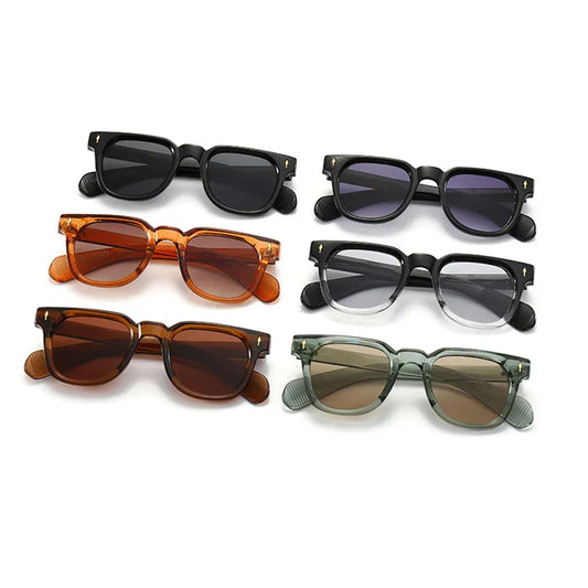 Square Men Rivets Sunglasses Shades UV400 Fashion Women Green Sun Glasses