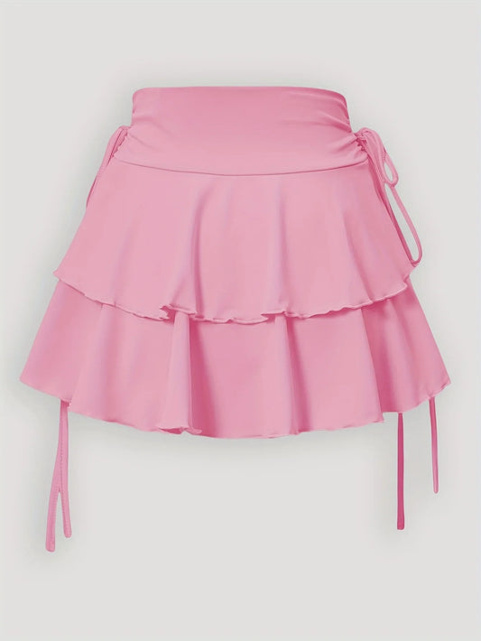 New Women Sexy Solid Mini Skirt Fashion Casual High Waist Slim Fit Elastic Waist Pleated Short Skirt
