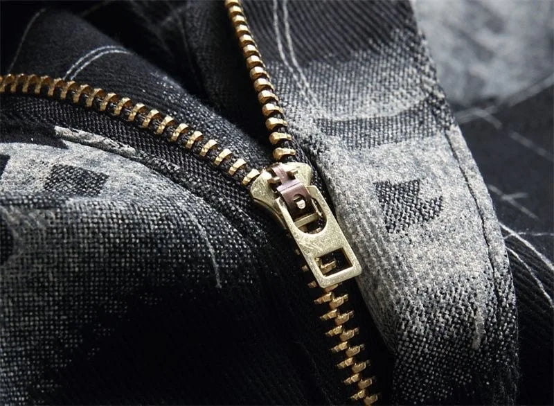 Spring and Autumn Fashion Trend Printed Straight-Leg Stretch Denim Jeans For Men Comfortable Casual Sports High-Quality Jeans