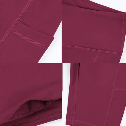 Women Yoga Shorts with 3 Pockets Seamless Gym Fitness Tights Elastic Cycling Shorts Female Solid Color Leggings